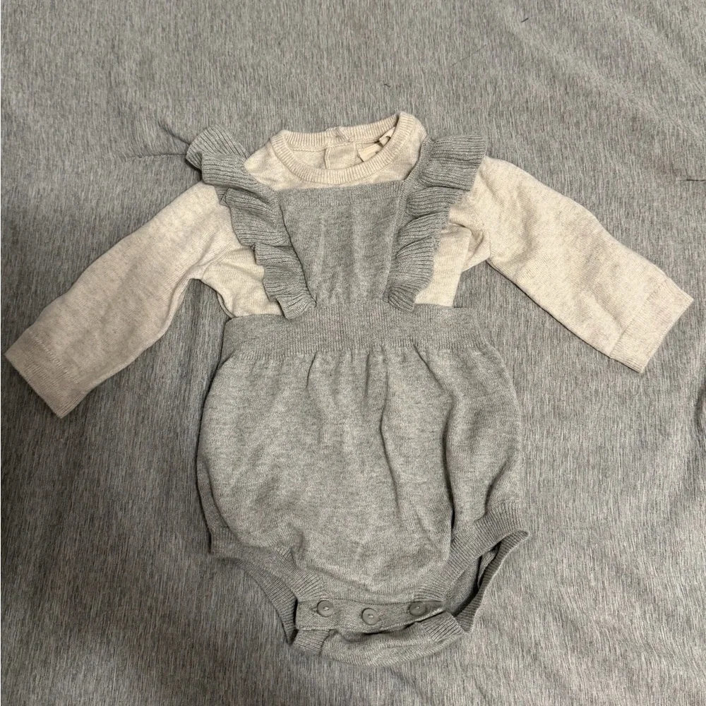 Gray Ruffled Kids One Piece - Picture 1 of 1